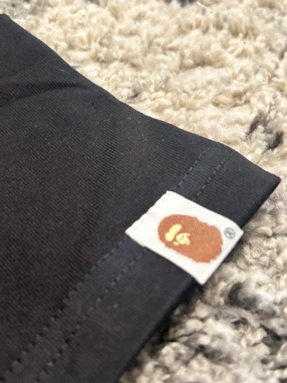Bape Black Short Sleeve Tee with White Ape Head Graphic - Picture 2 of 3
